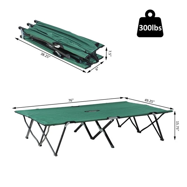 Très Grand Lit De Camp Pliant Par Outsunny En Polyester Vert Pour 2 personnes 5 Très Grand Lit De Camp Pliant Par Outsunny En Polyester Vert Pour 2 personnes – Image 3