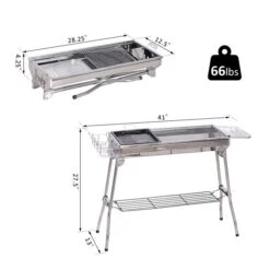 Barbecue Au Charbon Pliable Outsunny De 41 po En Acier Inoxydable Avec évents D'aération -Outsunny 330932449 AlternateImage2 l