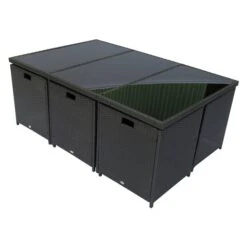 Ensemble De Salle à Manger Pour Le Patio Par Outsunny Avec Cadre Noir Et Coussins Blancs, 11 Pièces -Outsunny 330932460 AlternateImage3 l