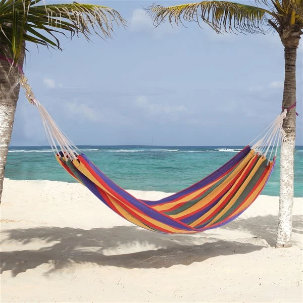 Hamac Portatif Multicolore Outsunny De 78,7 po X 39,1 po En Coton 4 Hamac Portatif Multicolore Outsunny De 78,7 po X 39,1 po En Coton – Image 2