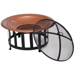 Foyer Au Bois En Acier Cuivre Et Noir Par Outsunny Pour L'extérieur 10 Foyer Au Bois En Acier Cuivre Et Noir Par Outsunny Pour L'extérieur -Outsunny 330932467 AlternateImage6 l