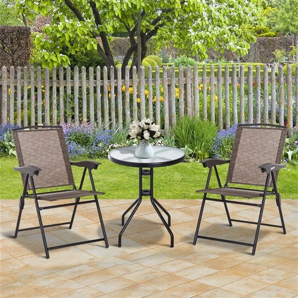 Ensemble Pour Le Patio Par Outsunny De Style Bistro Avec Cadre Brun, 3 Pièces 4 Ensemble Pour Le Patio Par Outsunny De Style Bistro Avec Cadre Brun, 3 Pièces – Image 2