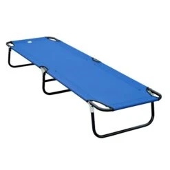 Grand Lit De Camp Pliant Et Portable Par Outsunny En Polyester Bleu