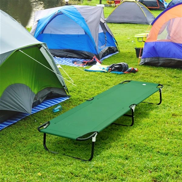 Grand Lit De Camp Pliant Et Portable Par Outsunny En Polyester Vert 4 Grand Lit De Camp Pliant Et Portable Par Outsunny En Polyester Vert – Image 2