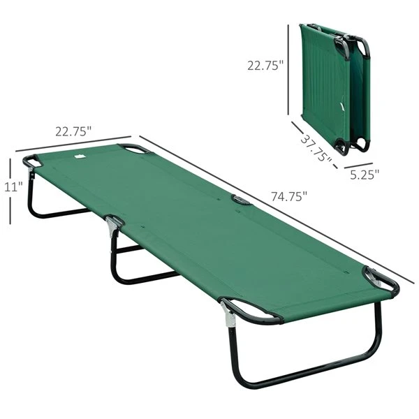 Grand Lit De Camp Pliant Et Portable Par Outsunny En Polyester Vert 5 Grand Lit De Camp Pliant Et Portable Par Outsunny En Polyester Vert – Image 3