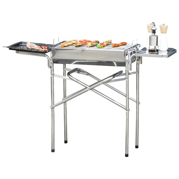Barbecue Au Charbon Pliable Outsunny En Acier Inoxydable Avec Tablette Latérale Amovible 3 Barbecue Au Charbon Pliable Outsunny En Acier Inoxydable Avec Tablette Latérale Amovible