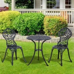 Ensemble Pour Le Patio Par Outsunny De Style Bistro Avec Cadre Noir, 3 Pièces -Outsunny 330932517 AlternateImage1 l