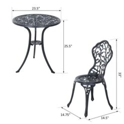 Ensemble Pour Le Patio Par Outsunny De Style Bistro Avec Cadre Noir, 3 Pièces -Outsunny 330932517 AlternateImage2 l