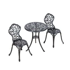 Ensemble Pour Le Patio Par Outsunny De Style Bistro Avec Cadre Noir, 3 Pièces -Outsunny 330932517 AlternateImage3 l