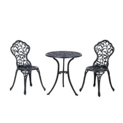 Ensemble Pour Le Patio Par Outsunny De Style Bistro Avec Cadre Noir, 3 Pièces -Outsunny 330932517 AlternateImage4 l