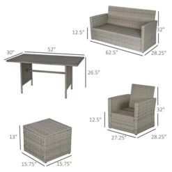 Ensemble De Salle à Manger Pour Le Patio Par Outsunny Avec Cadre Gris Et Coussins Gris, 6 Pièces -Outsunny 330932520 AlternateImage2 l