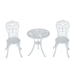 Ensemble Pour Le Patio De Style Bistro Par Outsunny Avec Cadre Blanc, 3 Pièces