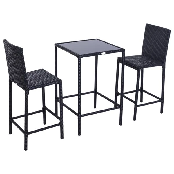 Ensemble De Salle à Manger Pour Le Patio Par Outsunny Avec Cadre Noir à Hauteur Bar, 3 Pièces 5 Ensemble De Salle à Manger Pour Le Patio Par Outsunny Avec Cadre Noir à Hauteur Bar, 3 Pièces – Image 3