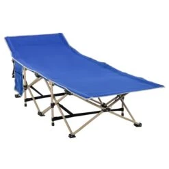Grand Lit De Camp Pliant Par Outsunny En Polyester Bleu