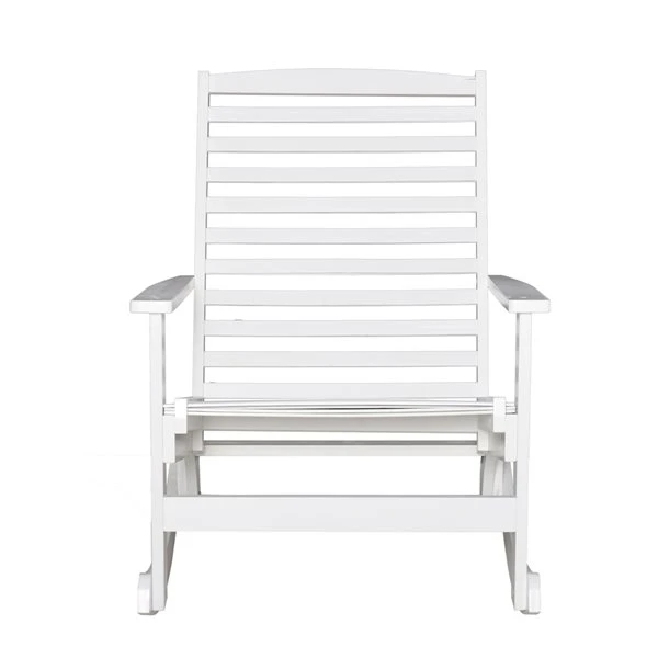 Chaise à Bascule Outsunny En Bois Blanc Avec Siège En Lattes 6 Chaise à Bascule Outsunny En Bois Blanc Avec Siège En Lattes – Image 4