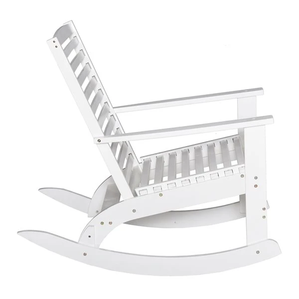 Chaise à Bascule Outsunny En Bois Blanc Avec Siège En Lattes 7 Chaise à Bascule Outsunny En Bois Blanc Avec Siège En Lattes – Image 5