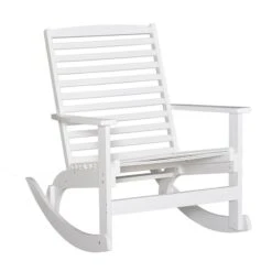 Chaise à Bascule Outsunny En Bois Blanc Avec Siège En Lattes