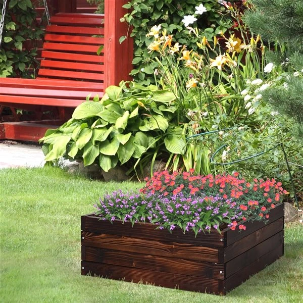 Jardinière Surélevée Outsunny Brune De 23,5 Po L. X 23,5 Po L. X 9 Po H. 4 Jardinière Surélevée Outsunny Brune De 23,5 Po L. X 23,5 Po L. X 9 Po H. – Image 2