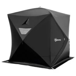 Abri De Pêche Sur Glace Imperméable Outsunny En Polyester Noir Avec Sac De Transport, 2 à 4 Personnes