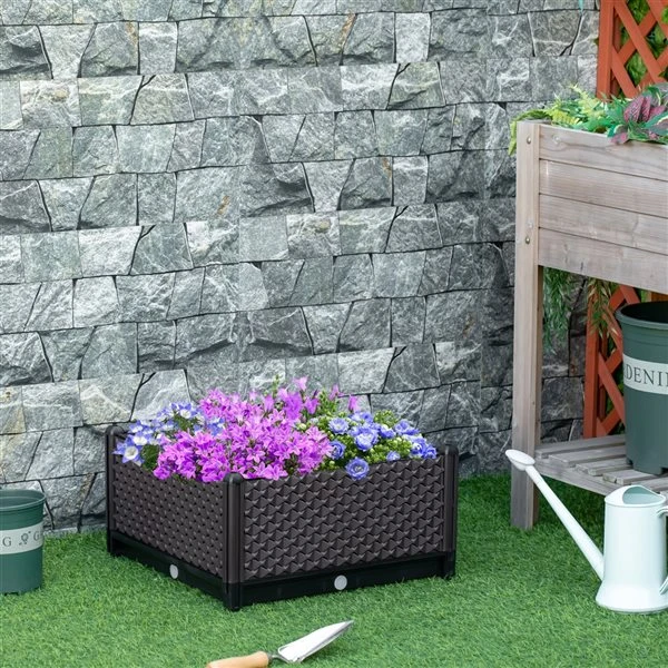 Jardinière Surélevée Outsunny Brune De 19,75 Po L. X 19,75 Po L. X 10,75 Po H. 4 Jardinière Surélevée Outsunny Brune De 19,75 Po L. X 19,75 Po L. X 10,75 Po H. – Image 2