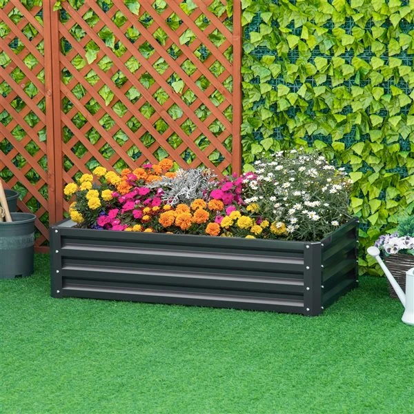 Jardinière Surélevée Outsunny Grise De 23,5 Po L. X 47,25 Po L. X 12 Po H. 4 Jardinière Surélevée Outsunny Grise De 23,5 Po L. X 47,25 Po L. X 12 Po H. – Image 2