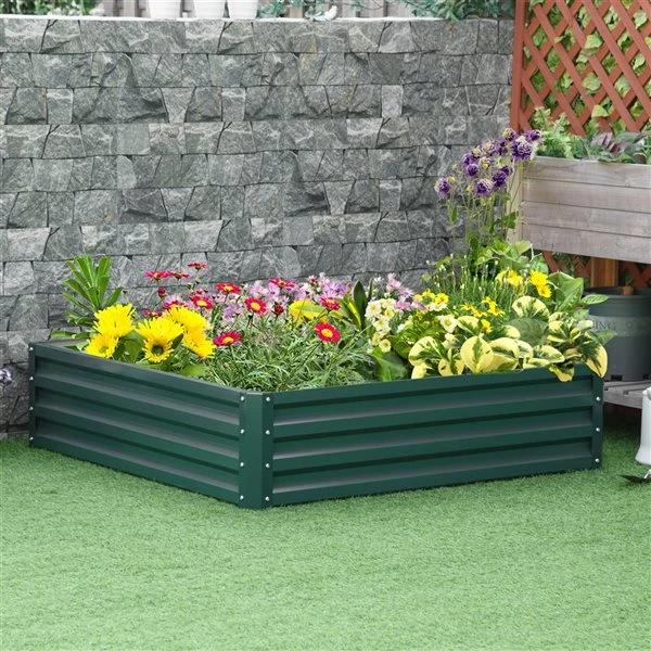 Jardinière Surélevée Outsunny Verte De 47,25 Po L. X 47,5 Po L. X 11, 75 Po H. 4 Jardinière Surélevée Outsunny Verte De 47,25 Po L. X 47,5 Po L. X 11, 75 Po H. – Image 2