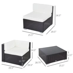 Ensemble De Patio Modulable Blanc à 7 Pièces Outsunny En Rotin Avec Table Basse Et Coussins Décoratifs -Outsunny 330951207 AlternateImage2 l