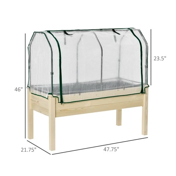 Jardinière Surélevée Outsunny En Bois De 21,75 Po L, X 47,75 Po L, X 46 Po H, Avec Housse En PE 5 Jardinière Surélevée Outsunny En Bois De 21,75 Po L, X 47,75 Po L, X 46 Po H, Avec Housse En PE – Image 3