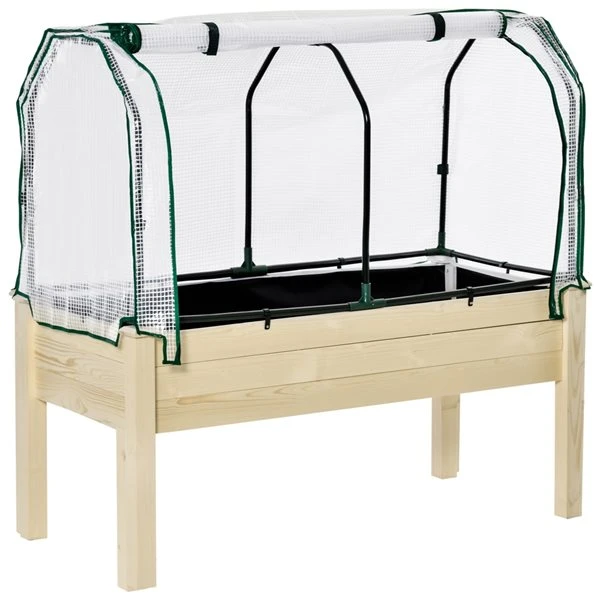 Jardinière Surélevée Outsunny En Bois De 21,75 Po L, X 47,75 Po L, X 46 Po H, Avec Housse En PE 3 Jardinière Surélevée Outsunny En Bois De 21,75 Po L, X 47,75 Po L, X 46 Po H, Avec Housse En PE