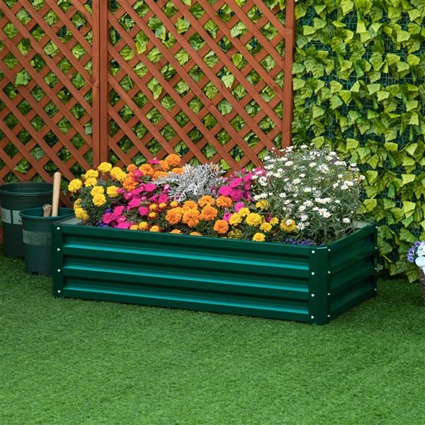 Jardinière Surélevée Outsunny Verte De 23,5 Po L. X 47,25 Po L. X 12 Po H. 4 Jardinière Surélevée Outsunny Verte De 23,5 Po L. X 47,25 Po L. X 12 Po H. – Image 2