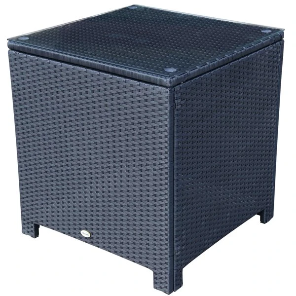 Table Basse Carrée Pour L'extérieur Outsunny En Rotin Avec Plateau En Verre 6 Table Basse Carrée Pour L'extérieur Outsunny En Rotin Avec Plateau En Verre – Image 4