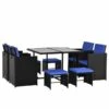 Ensemble à Dîner Pour Patio Outsunny En Rotin De PE Noir Avec Coussins Bleus Inclus, 9 Pièces 2 Ensemble à Dîner Pour Patio Outsunny En Rotin De PE Noir Avec Coussins Bleus Inclus, 9 Pièces -Outsunny 330951245 MainImage 001 l