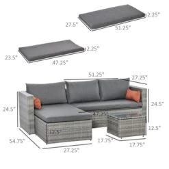 Ensemble De Patio Modulable Gris à 3 Pièces Outsunny En Rotin Avec Table Basse Et Coussins Décoratifs 7 Ensemble De Patio Modulable Gris à 3 Pièces Outsunny En Rotin Avec Table Basse Et Coussins Décoratifs -Outsunny 330951275 AlternateImage2 l