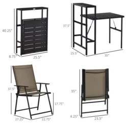 Ensemble Pour Patio Outsunny En Métal Noir, 3 Pièces -Outsunny 330951279 AlternateImage2 l