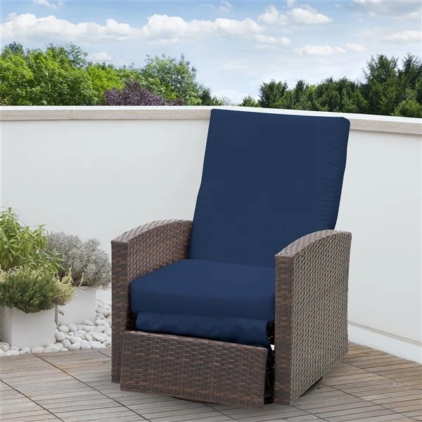 Fauteuil Inclinable Et Pivotant Pour L'extérieur Outsunny En Rotin Avec Siège Coussiné Bleu 4 Fauteuil Inclinable Et Pivotant Pour L'extérieur Outsunny En Rotin Avec Siège Coussiné Bleu – Image 2