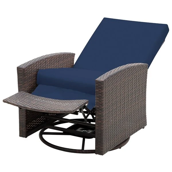 Fauteuil Inclinable Et Pivotant Pour L'extérieur Outsunny En Rotin Avec Siège Coussiné Bleu 3 Fauteuil Inclinable Et Pivotant Pour L'extérieur Outsunny En Rotin Avec Siège Coussiné Bleu