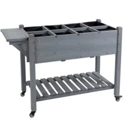 Jardinière Surélevée En Bois Brun Avec Tablette 21,25 Po X 48,5 Po Par Outsunny