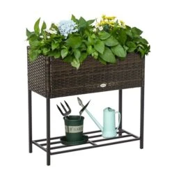 Jardinière Surélevée En Osier Brun 11,75 Po X 27,5 Po Par Outsunny