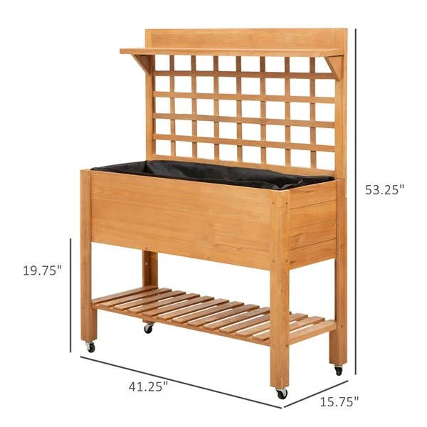 Jardinière Surélevée En Bois Naturel 15,75 Po X 41,25 Po Par Outsunny 4 Jardinière Surélevée En Bois Naturel 15,75 Po X 41,25 Po Par Outsunny – Image 2