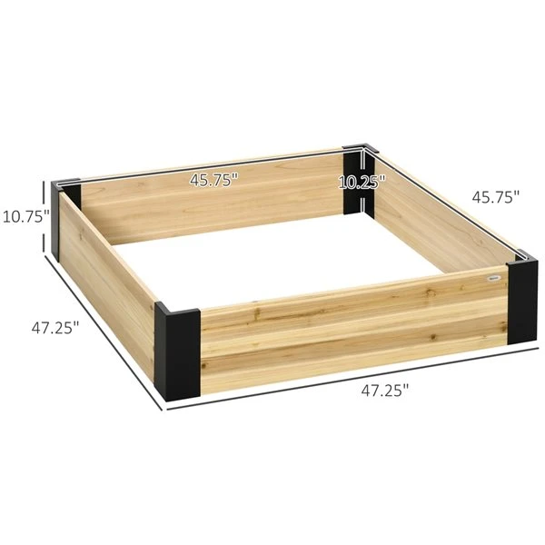 Jardinière Surélevée En Bois Naturel 47,25 Po X 47,25 Po Par Outsunny 4 Jardinière Surélevée En Bois Naturel 47,25 Po X 47,25 Po Par Outsunny – Image 2