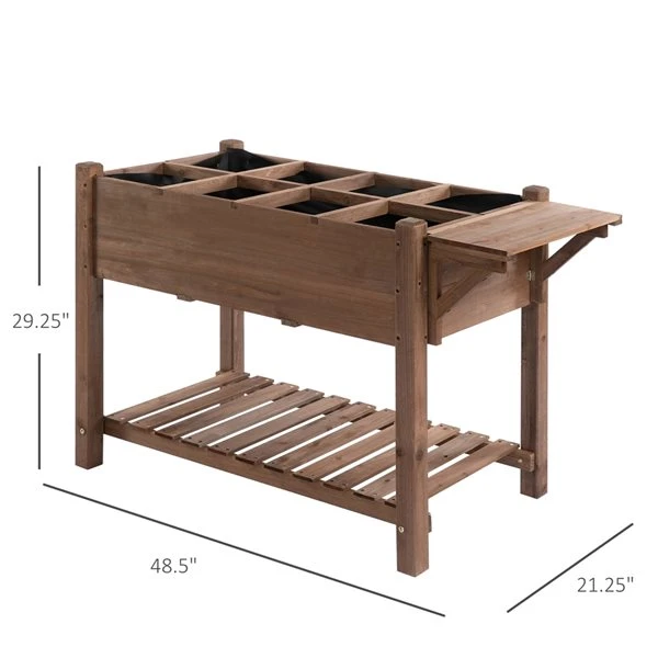 Jardinière Surélevée En Bois Brun 21,25 Po X 48,5 Po Par Outsunny Avec Tablette 4 Jardinière Surélevée En Bois Brun 21,25 Po X 48,5 Po Par Outsunny Avec Tablette – Image 2