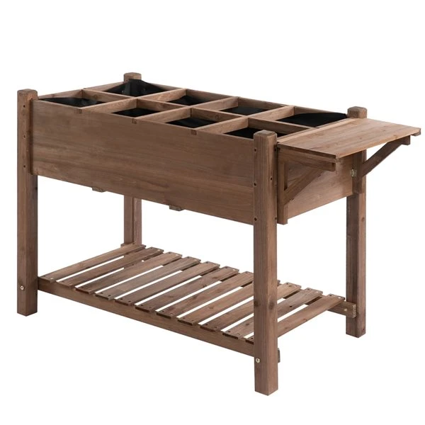 Jardinière Surélevée En Bois Brun 21,25 Po X 48,5 Po Par Outsunny Avec Tablette 3 Jardinière Surélevée En Bois Brun 21,25 Po X 48,5 Po Par Outsunny Avec Tablette