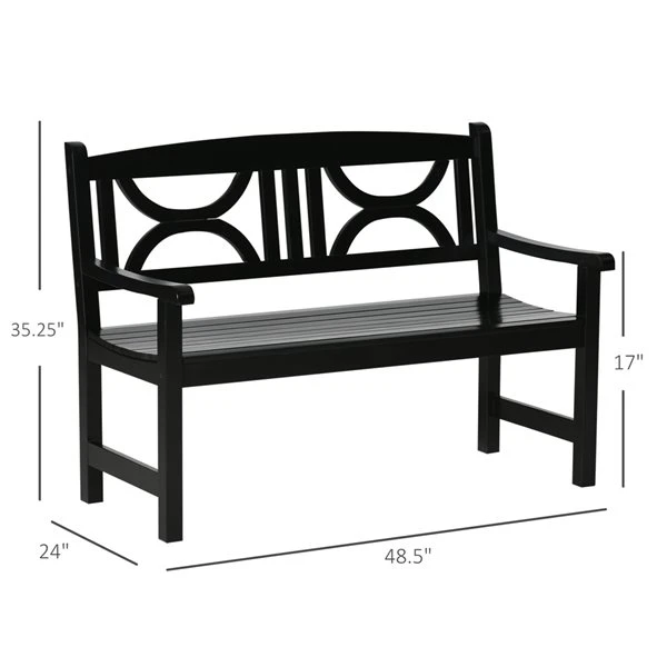 Banc De Jardin En Bois Noir 48,5 Po X 35,25 Po Par Outsunny 5 Banc De Jardin En Bois Noir 48,5 Po X 35,25 Po Par Outsunny – Image 3