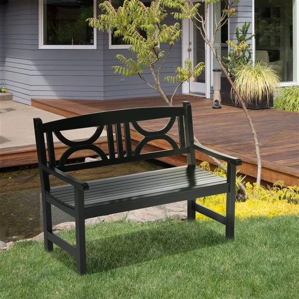 Banc De Jardin En Bois Noir 48,5 Po X 35,25 Po Par Outsunny 6 Banc De Jardin En Bois Noir 48,5 Po X 35,25 Po Par Outsunny – Image 4