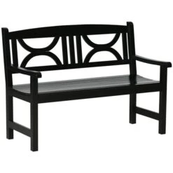 Banc De Jardin En Bois Noir 48,5 Po X 35,25 Po Par Outsunny