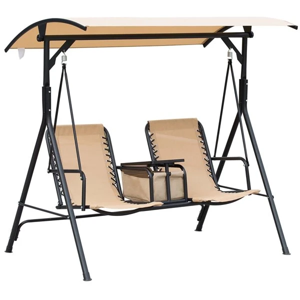 Balancelle Pour 2 Personnes Beige/noir En Acier Par Outsunny 3 Balancelle Pour 2 Personnes Beige/noir En Acier Par Outsunny