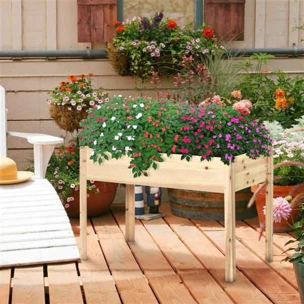 Jardinière Surélevée En Bois Naturel 24 Po X 46 Po Par Outsunny 6 Jardinière Surélevée En Bois Naturel 24 Po X 46 Po Par Outsunny – Image 4