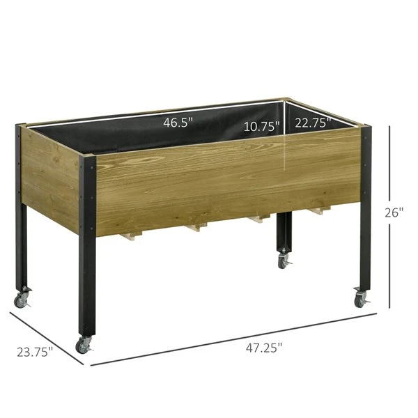 Jardinière Surélevée En Bois Brun 23,75 Po X 47,25 Po Avec Pattes En Métal Par Outsunny 4 Jardinière Surélevée En Bois Brun 23,75 Po X 47,25 Po Avec Pattes En Métal Par Outsunny – Image 2