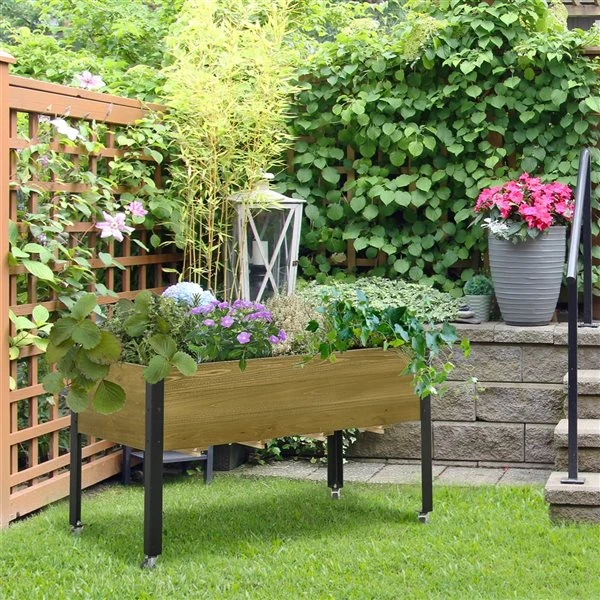 Jardinière Surélevée En Bois Brun 23,75 Po X 47,25 Po Avec Pattes En Métal Par Outsunny 5 Jardinière Surélevée En Bois Brun 23,75 Po X 47,25 Po Avec Pattes En Métal Par Outsunny – Image 3