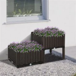 Jardinière Surélevée En Bois Brun 15,75 Po X 15,75 Po Par Outsunny, 2 Pièces -Outsunny 330977211 AlternateImage2 l